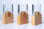 Custom Engraved Crystal Plaque Award with Modern Wooden Base (Detachable Panel) - Image 3