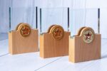 Custom Engraved Crystal Plaque Award with Modern Wooden Base (Detachable Panel) - Image 2