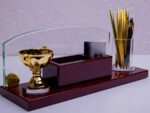 4-in-1 Executive Desk Organizer with a Trophy and Pen holder. - Image 2